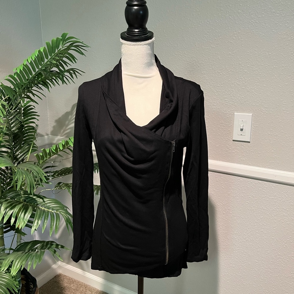 Lumiere Black Lightweight Side Zip Sweatshirt